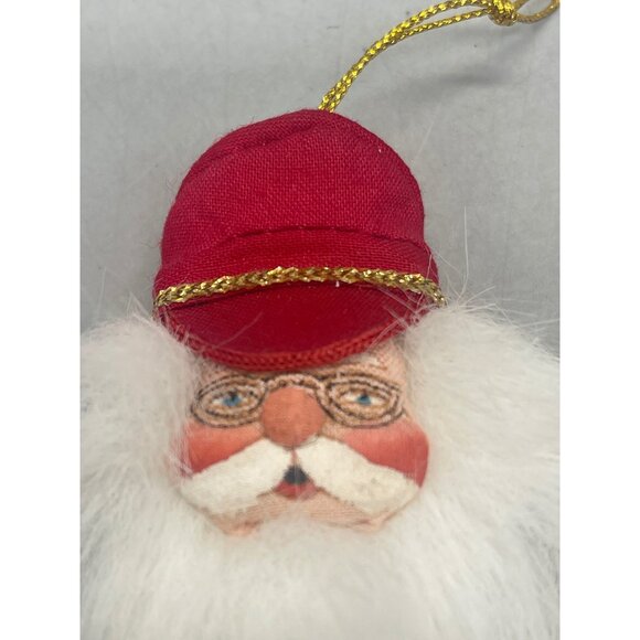 viintage Christmas ornament Santa hat beard red white 3.5" READ - Picture 2 of 5